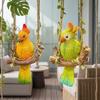 Resin Parrot Swing Figurine Outdoor Hanging Animal Sculpture Tropical Bird Swing Statue for Patio