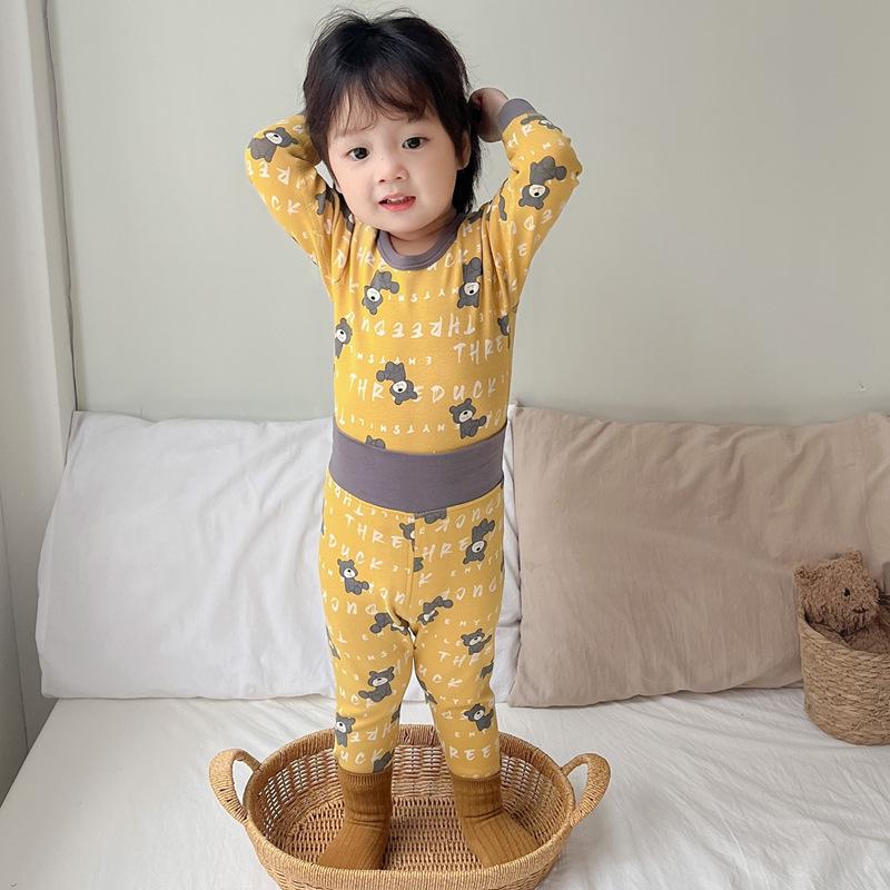 25 Style Baby High-Waisted Cotton Underwear Set for Boys & Girls - Belly Protection, Seamless, Warm Autumn/Winter Homewear