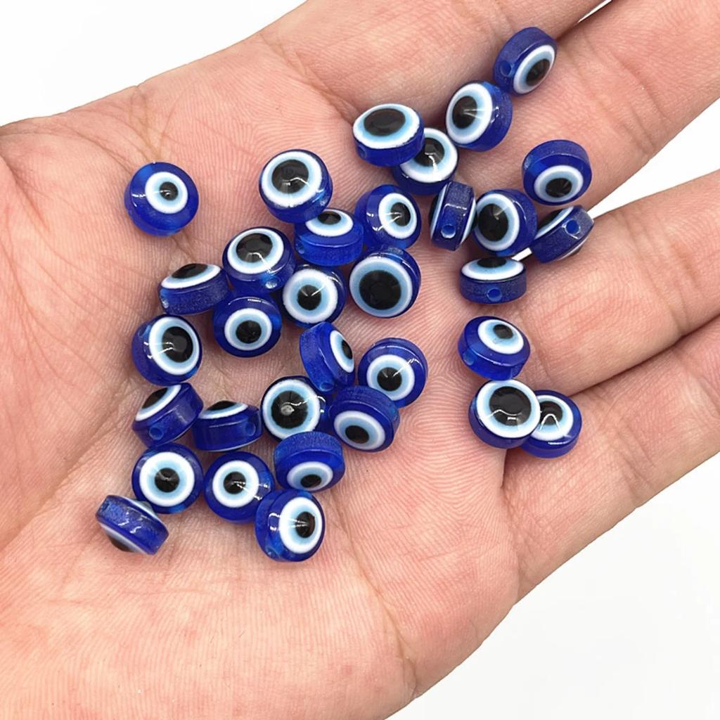 Z12 50pcs/lot 8mm Multicolored Charm Evil Eye Resin Spacer Bead Jewelry Making DIY Handmade Earring Bracelet Trend Accessories