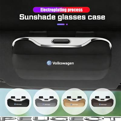 Car Emblem Sun Visor Glasses Case Sunglasses Storage Gift Box For VW GTI Polo Golf PassatB6 Tiguan Arteon Taigo Jetta CC Hub Cap