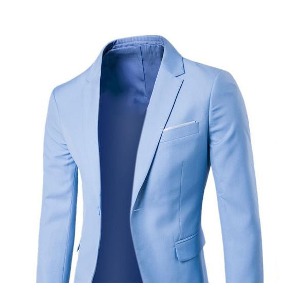 Turndown Collar Blazer Pants Attractive Male Slimming Pure Color Slim Fit Formal Suit