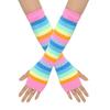 Guanti da ballo in cotone a righe arcobaleno senza dita da donna con protezione solare