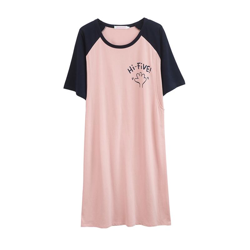 Summer Maternity & Nursing Dress: Short Sleeve Cotton Nightgown for Postpartum Moms