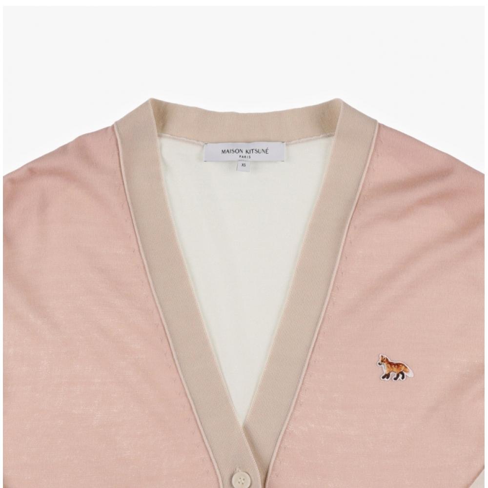 MaiSon KitSune Mw00505kt1036 P628 Baby Fox Patch Bicolor V Neck Women S Cardigan