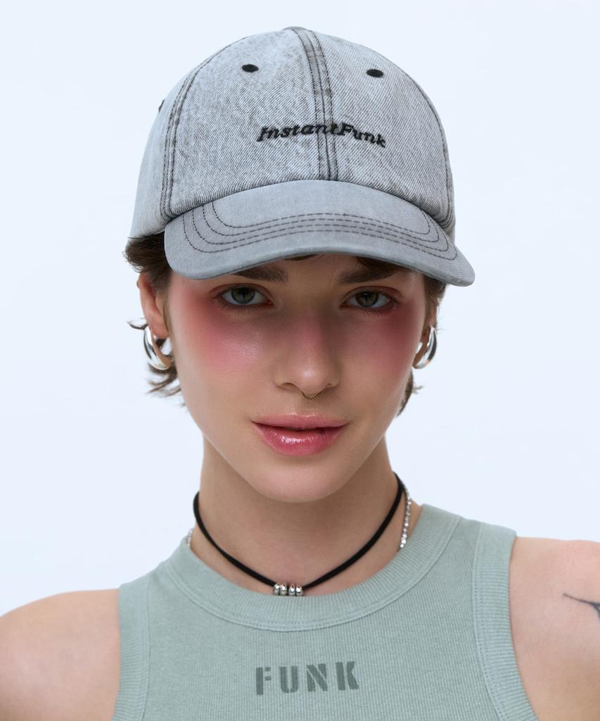INSTANTFUNK Washed Embroidered Ball Cap - Gray