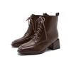 High heel square head single boots autumn and winter new thick heel boots lace-up high short boots Martin boots women