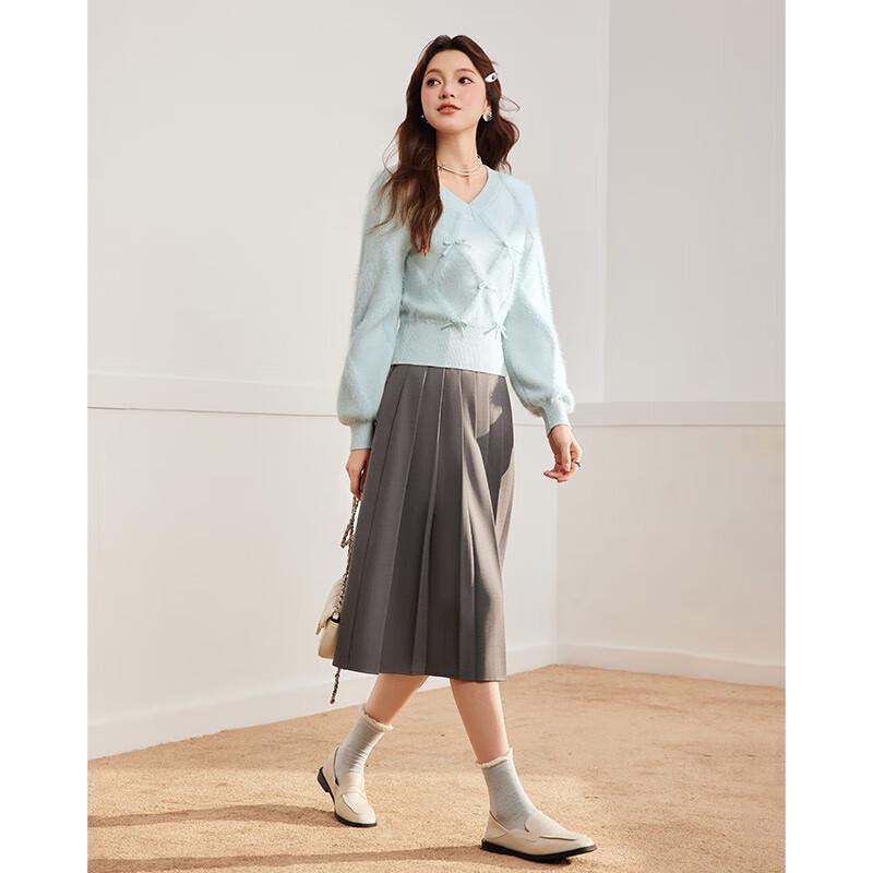 IEF French Sweet Bow Knit Sweater