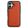 MELKCO For iPhone 16 Plus Case Genuine Cow Leather Coated PC Phone Cover