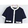 2025 Color Block European & American Style Short-Sleeved Blazer + High-Waisted Pants Set