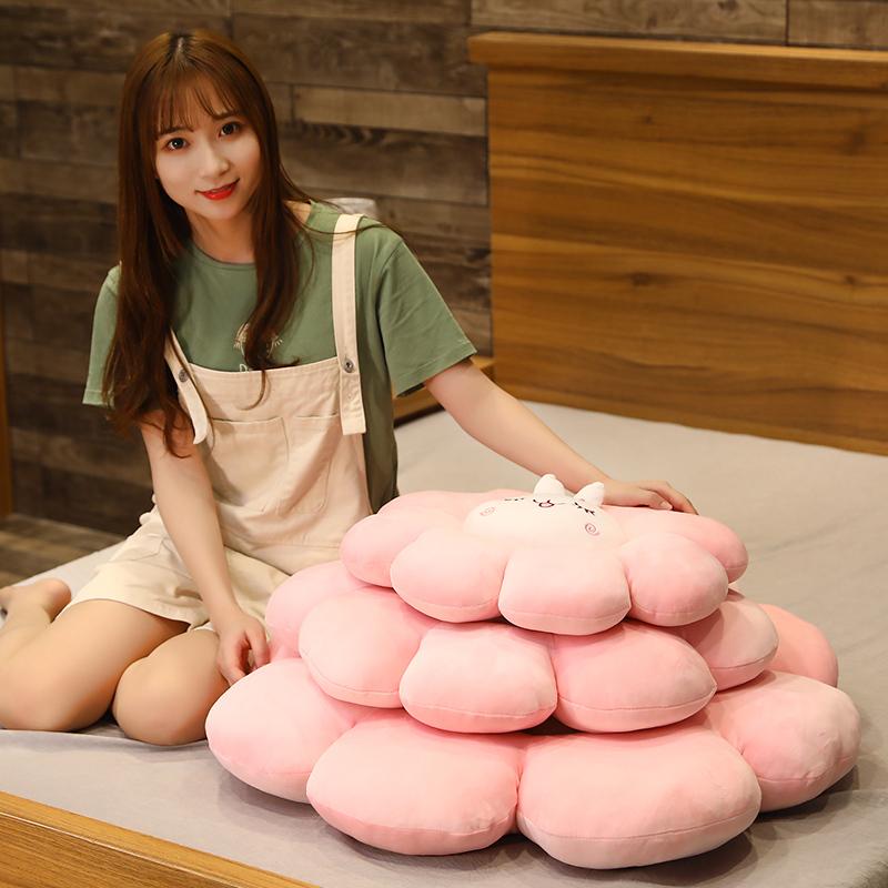 Cartoon Animal Flower Plush Throw Pillow Stuffed Dinosaur Rabbit Shiba Inu Dog Rabbit Seat Cushion Sofa Chair Decoration Gift
