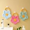 1pc Hand towel with hanging flower shaped design, household kitchen absorbent handkerchief