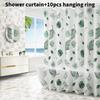 Leaf Geometric Pattern Peva Shower Curtain Waterproof Moldproof Divider Bathroom