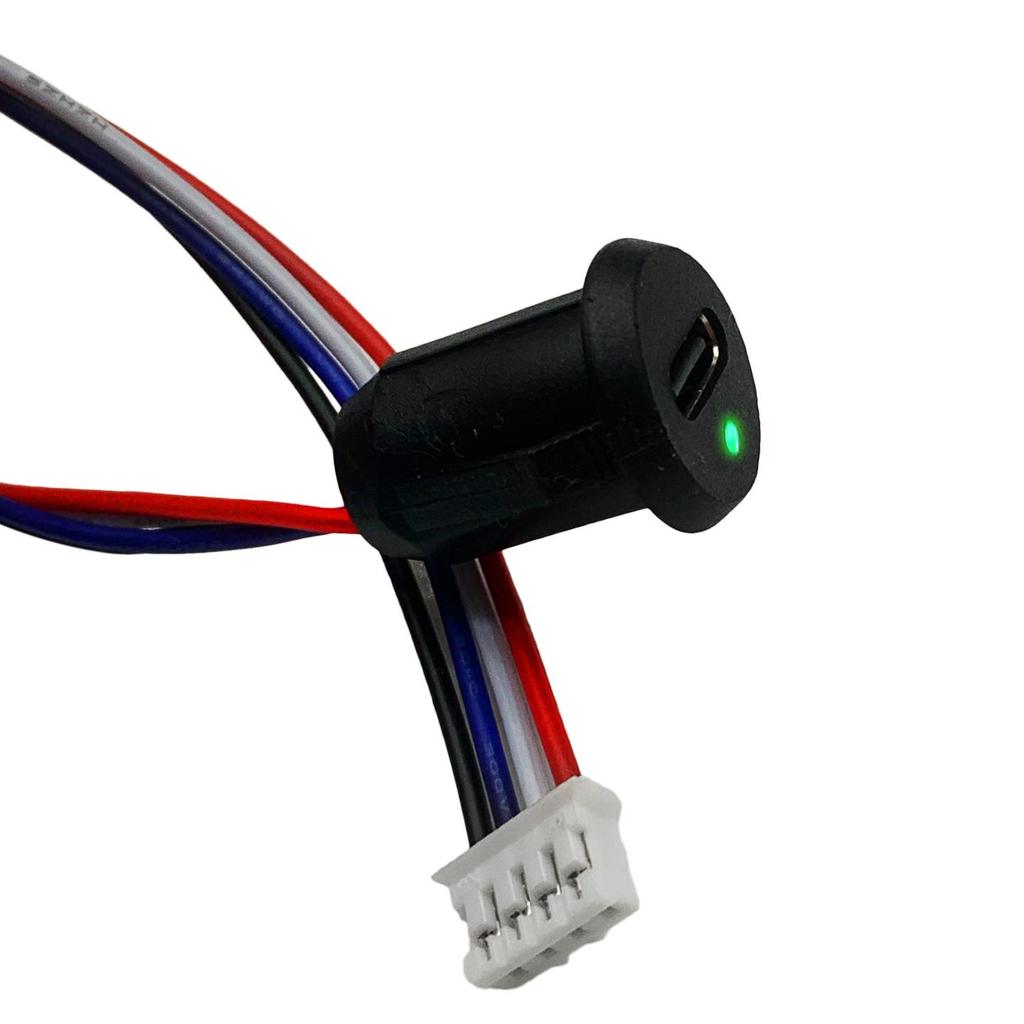 USB-C Female Port 4P with Light, Waterproof, Solder Type, Data Transfer and Charging Capable