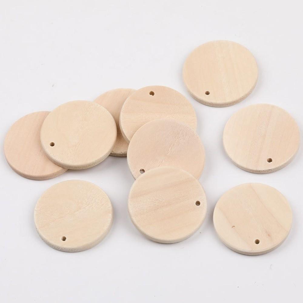 50Pcs DIY Crafts Wooden Discs with Keychain 35mm Round Wooden Ornaments  Reminder Record