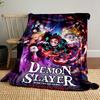 An anime-style ensemble with fiery sword motifs and intense red eyes backdrop. for all seasons blanket lunch break throw gift