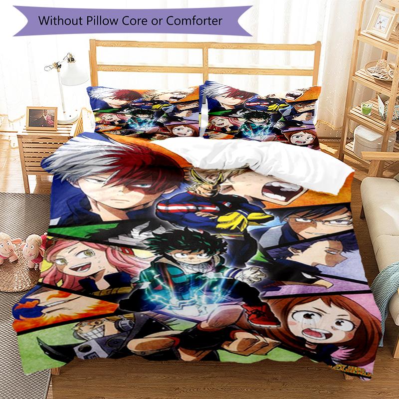3pcs My Hero Academia Bedding Set Duvet Cover Closure Includes 1 Duvet Cover & 2 Pillowcases, Soft and Comfortable for All Seasons.