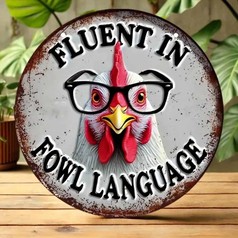 Vintage Rooster Metal Sign 8x8 Inch Kitchen Wall Decor Funny Farmhouse Art