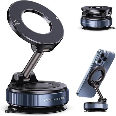 Car Mount Vacuum Magnetic Holder Foldable Strong Suction Stand For Cell Phone For iPhone 16 15 12 13 14 11 ProMax Live Streaming
