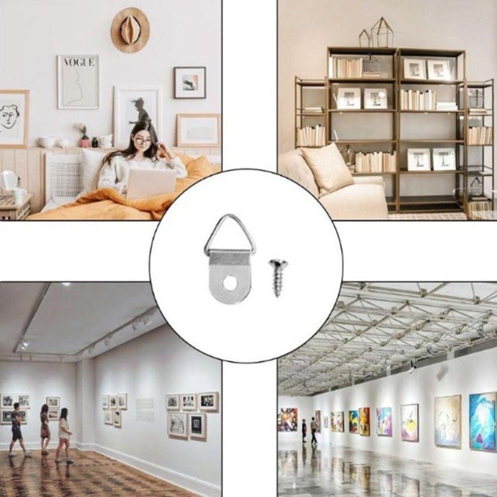 100Pcs Single Hole Photo Frame Hook Iron D-Shaped Ring Hanging buckle  Photo Frame Hanging