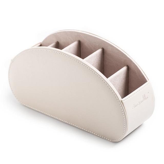 Multifunctional 5 Grid Desktop Pu Leather Organizer Remote Control Storage Box Cosmetics Makeup Brush Holder Sundries Stand