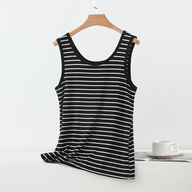 2026 Summer Modal Striped Plus Size Elastic Spaghetti Strap Vest