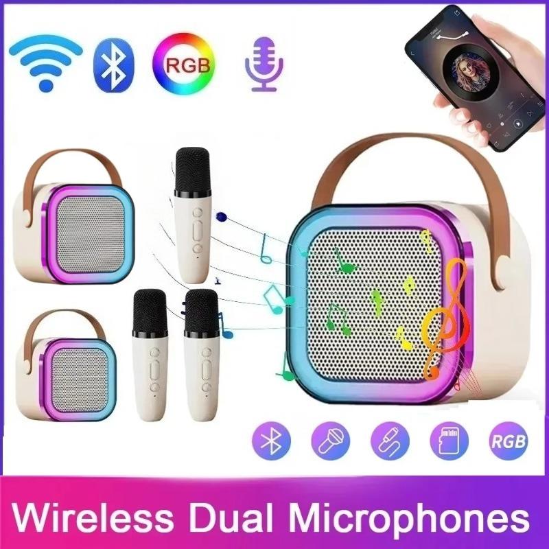 Bluetooth K12 Karaoke Machine Przenośny system głośników PA 5.3 z 1-2 bezprzewodowymi mikrofonami Dom Rodzina Śpiewanie Prezenty dla dzieci