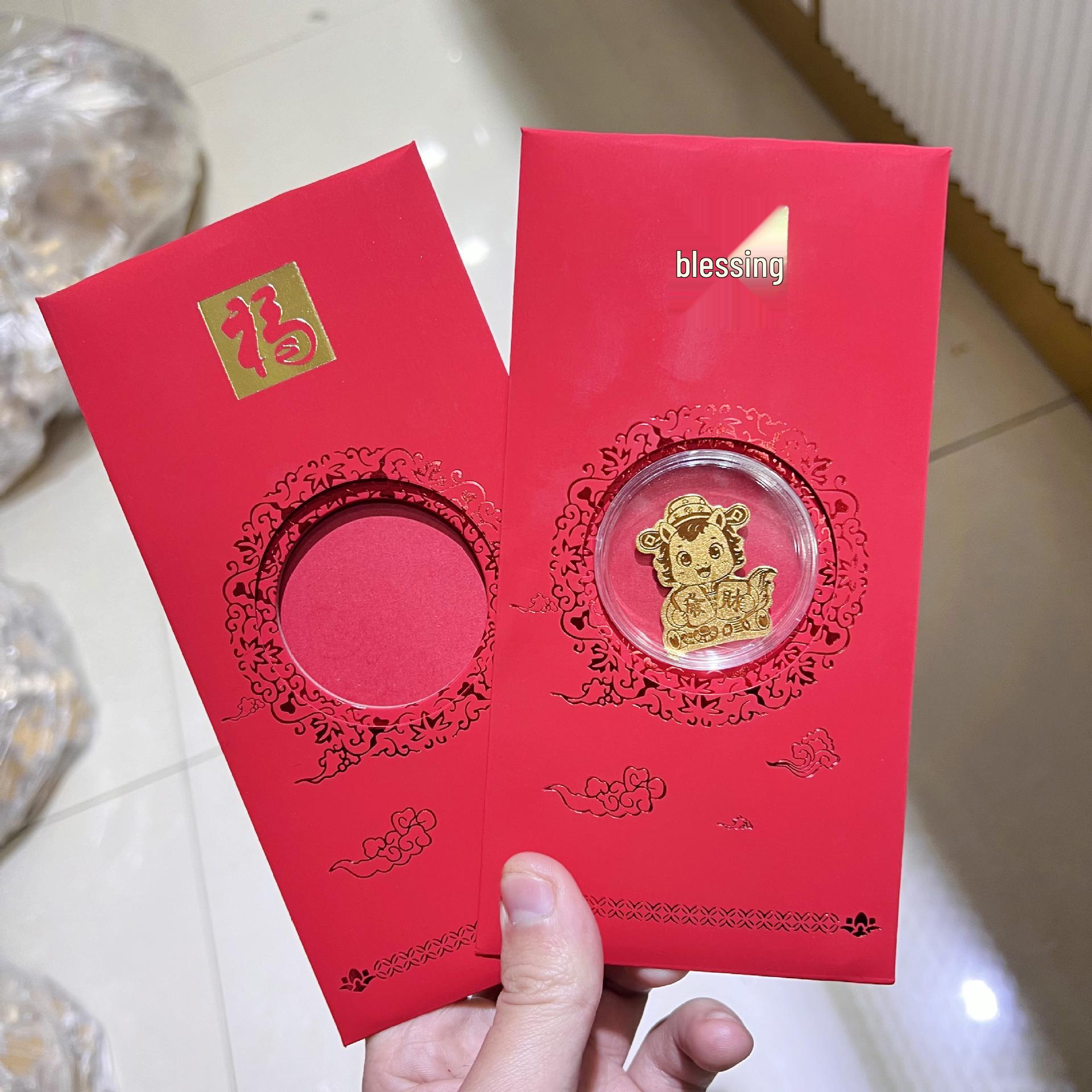 Spring Festival 999 Pure Gold Horse Year Red Envelopes & Phone Stickers - Gift for Prosperity