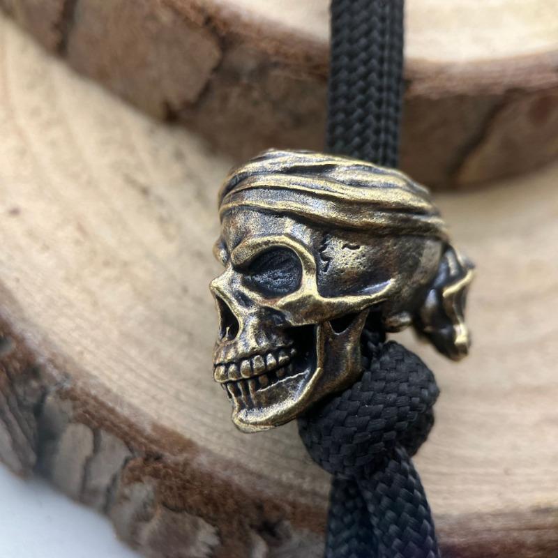 Pirate Skull Brass Knife Bead Outdoor Tool Pendant DIY Keychain Woven Bracelets Accessories Lanyard Charms