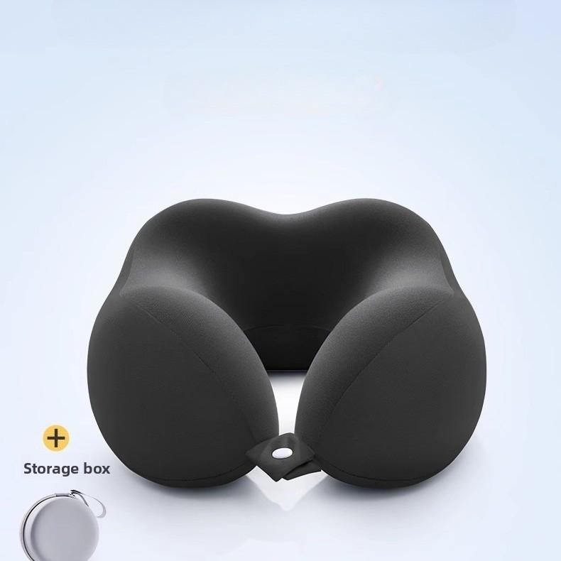 

Удобная U-образная подушка для шеи с сумкой для хранения – идеально подходит для путешествий, сна и использования в офисе чёрный