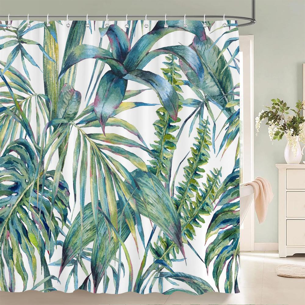 

Узор из листьев дерева Занавеска для ванной Водонепроницаемая ткань Занавески для душа Цветы Ширма для ванны С крючками для ванной комнаты Домашний декор W90xH180cm