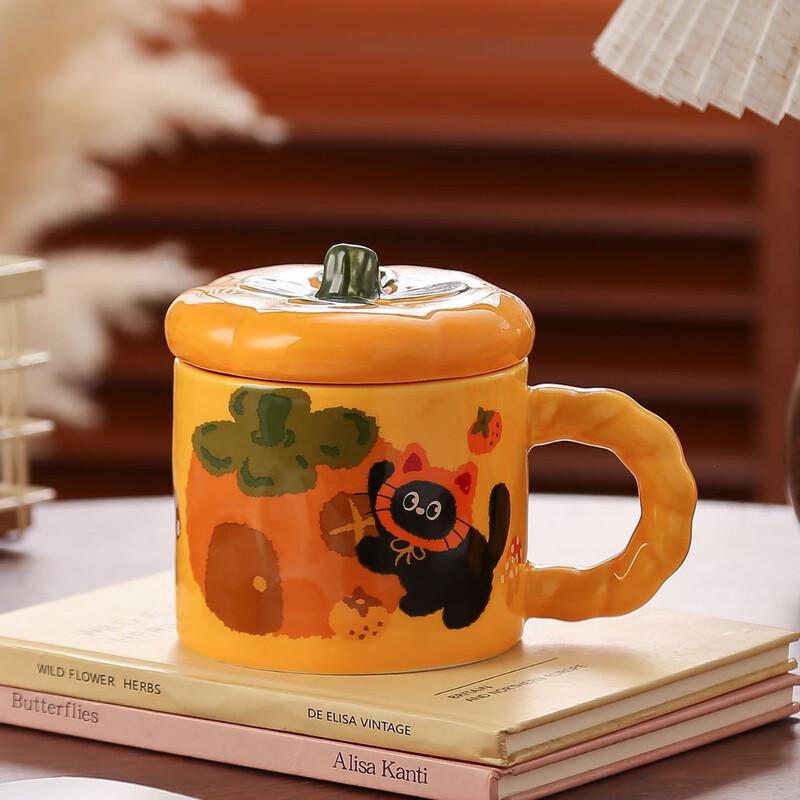 Cute Ceramic Cat Mug with Lid