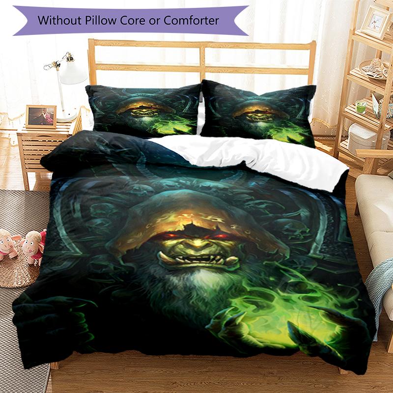 3pcs World of Warcraft Characters2 Pattern Bedding Set Duvet Cover Set Includes Duvet Cover &pillowcases, Perfect All Season Bedroom Decoration & Gift