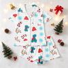 Women's Christmas Pajama Set Short Sleeve Button Down Shirt and Shorts Sleepwear