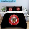 3PCS Brentford Football Club Crest Printed Bedding Set, Includes A Duvet Cover and Two Pillowcases for Bedroom, Suitable for All Seasons