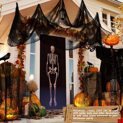 1-5pcs Black GauzeHorror Haunted Houses Decor Black Creepy Cloth PartyHome Doorway Wall Gauze Terror Scene Props