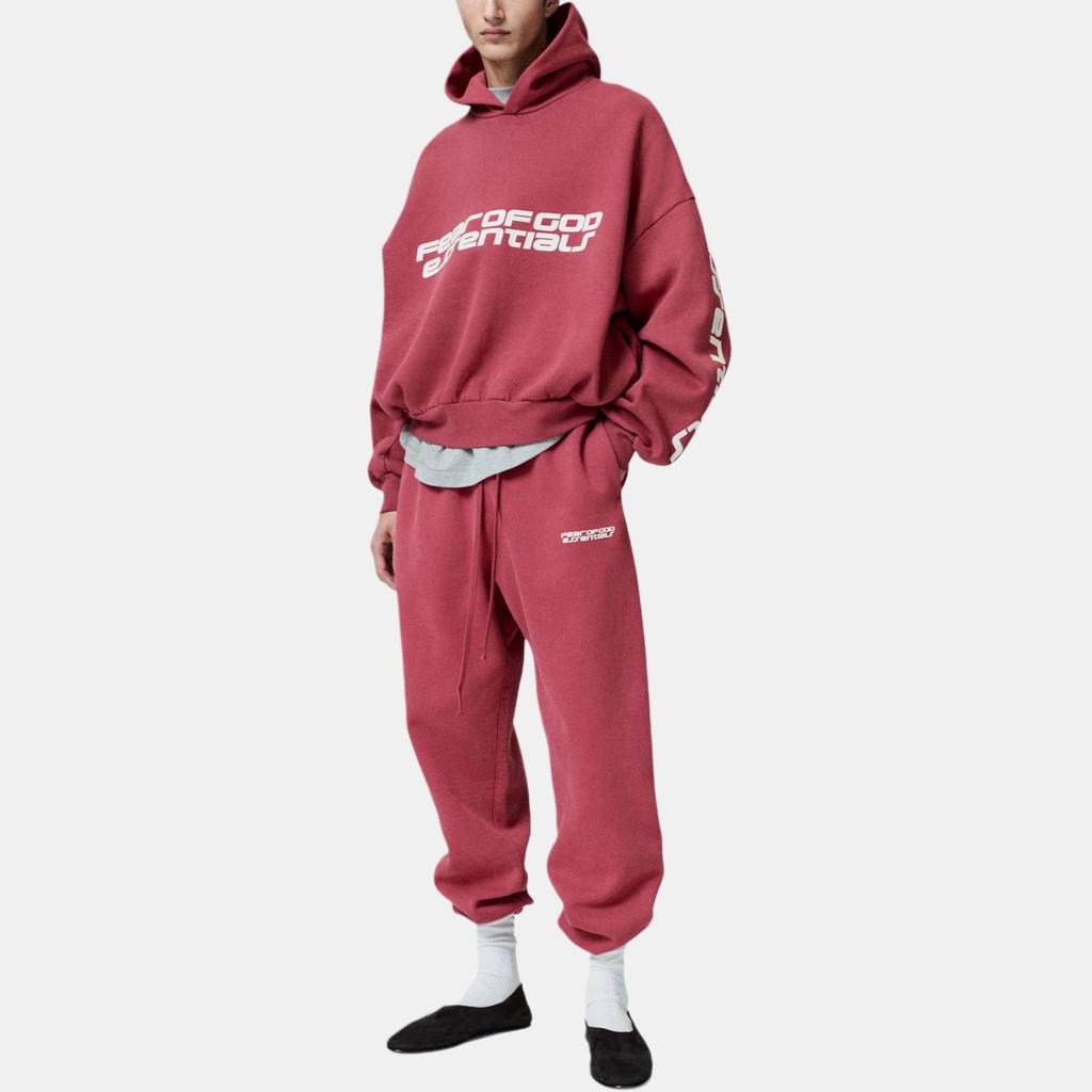 Fear of God Essentials Cropped Relaxed Hoodie 'Crimson' Men's 192HO256901F