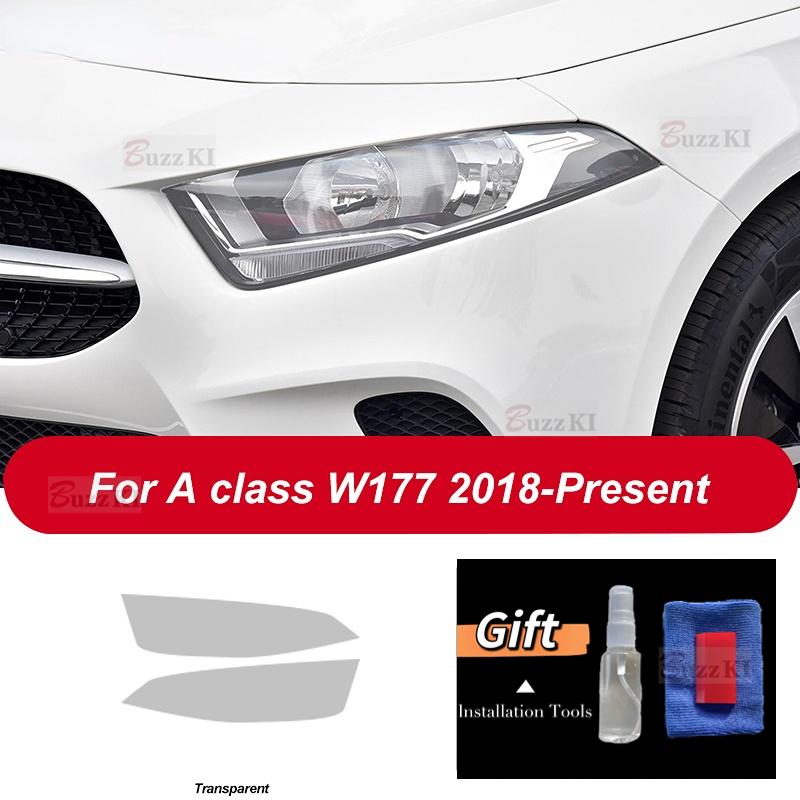 For Mercedes Benz A Class W176 W177 A45 A35 AMG Accessories 2 Pcs Car Headlight Protective Film Transparent Black TPU Sticker