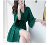 Sexy pajamas women's summer 1011 new ice silk suspender nightgown set Internet celebrity live broadcast explosion long-sleeved loungewear