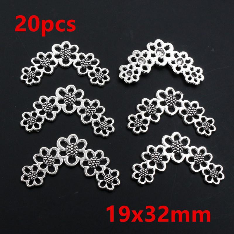 10-50pcs Flower Charms Connector Boho Vintage Pendants Alloy Metal DIY Jewelry Making Accessories Findings Crafts