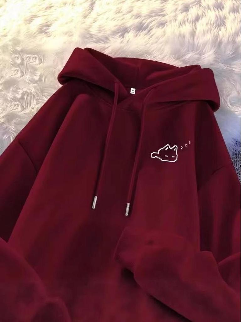 American Men's Plus Velvet Hooded Sweatshirt - Autumn/Winter Trendy Loose Casual Outerwear