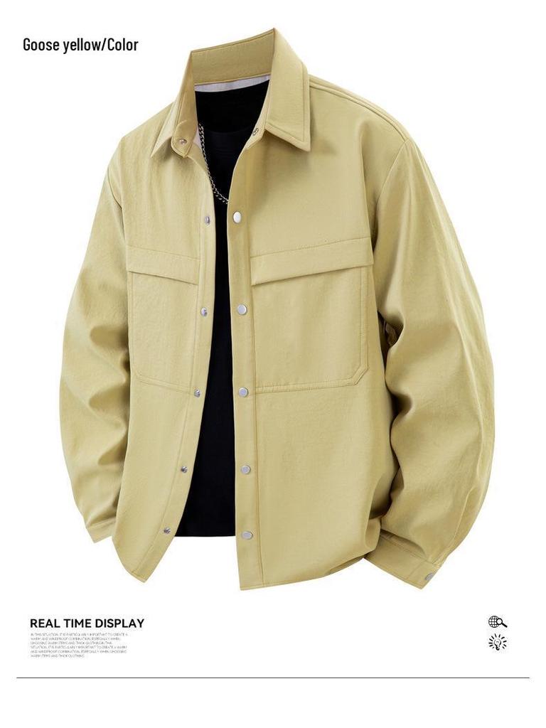 Men's High-End American Workwear Jacket: Trendy Spring/Autumn Loose-Fit Shirt-Style Coat (Customizable)