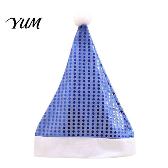 Christmas Photo Props Sequined Santa Hat for Adults, Sparkling Hat, Festive Party New Year Celebration with Pompom Holiday Costume Celebrations Family
