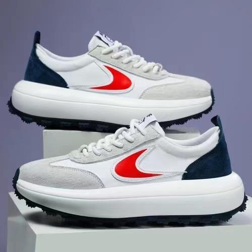 Couple Men Women Chunky Sneaker Running Shoes Fashion Casual Leather Fabric Breathable Height Increased Platform Sports Shoes