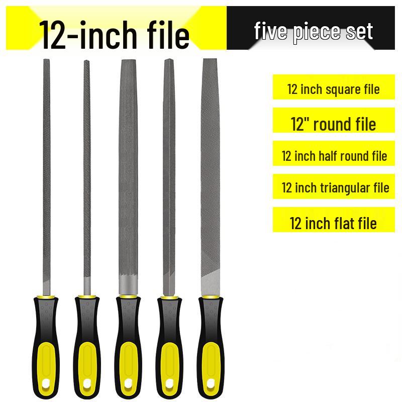 Multifunctional Steel File Set: Triangular, Half-Round, Round, Flat, Board, and Rasp Files