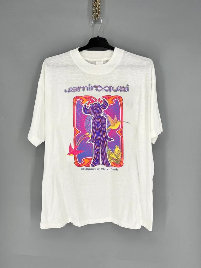 Jamiroquai Band Emergency White Cotton Short Sleeve T Shirt Full Size S-5XL