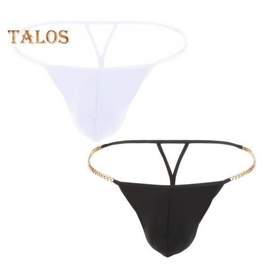 Pánská tanga Ledové hedvábné spodní prádlo Sexy G-Strings Kovové řetízky vyhloubené Pohodlné kalhotky Slim Fit Kalhotky s vysokou elasticitou