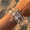 5 Stück/Set Damen Sternmuschel Armband mit präzisem Design Perle Sommer Strandurlaub Stil Mode Accessoire Schmuck Geschenk