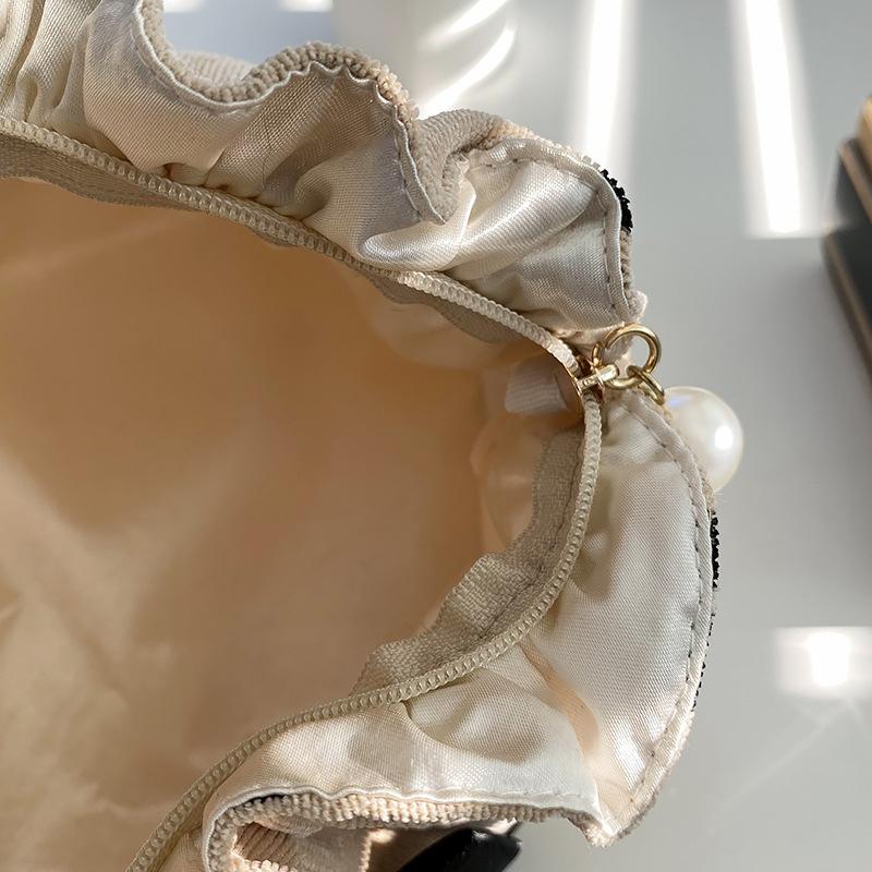 Weiche Cord-Kirsch-Kosmetiktaschen für Mama Mommy Bag Baby Windel Windelorganisator Schleife Damen Abendtasche Geldbörse Schwangerschaftstasche
