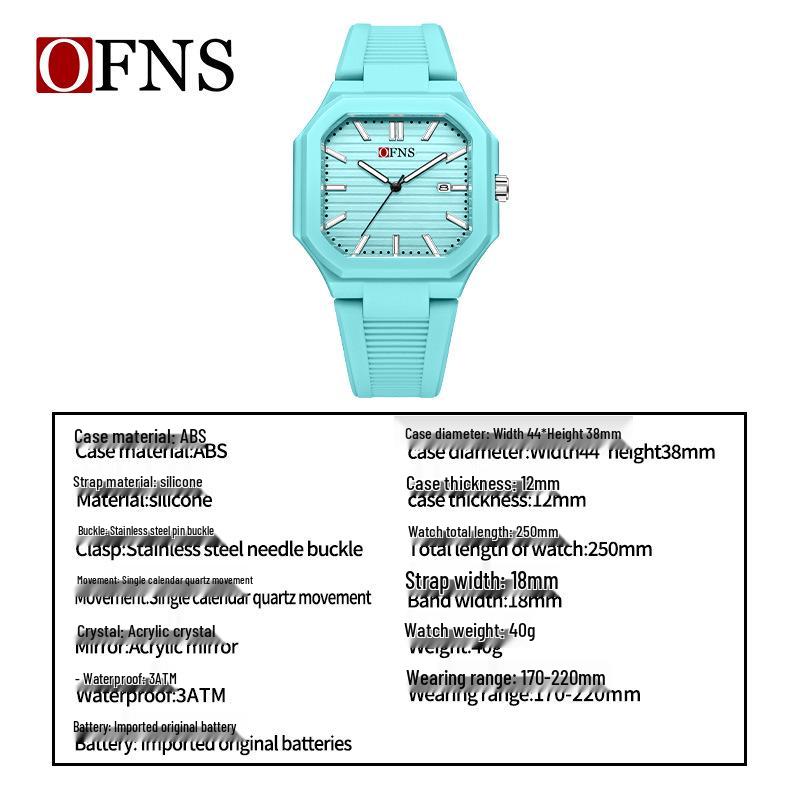 Unisex Luminous Square Quartz Wristwatch with Calendar