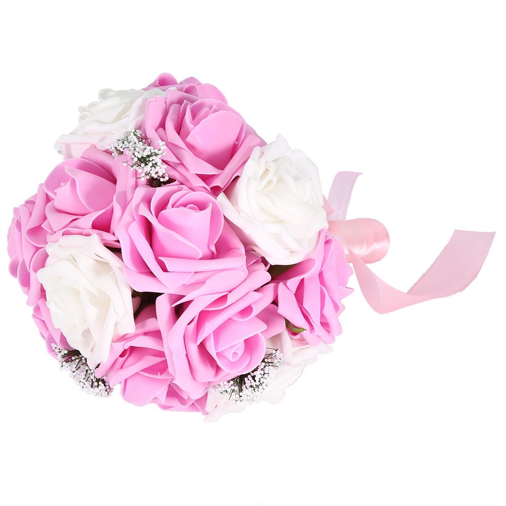 Artificial Bridal Bouquet Flowers for Wedding Decorations Props Accessories (Purple)